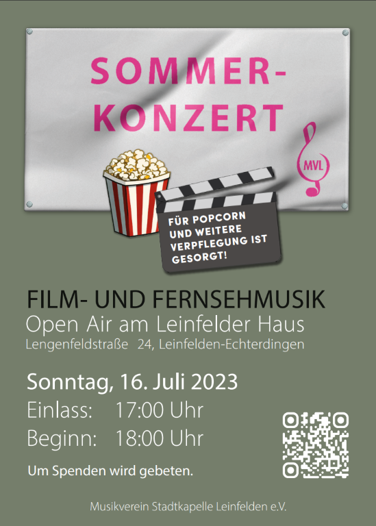 Sommer Konzert Open-Air-Kino - 16. Juli - Einlass 17:00 Uhr